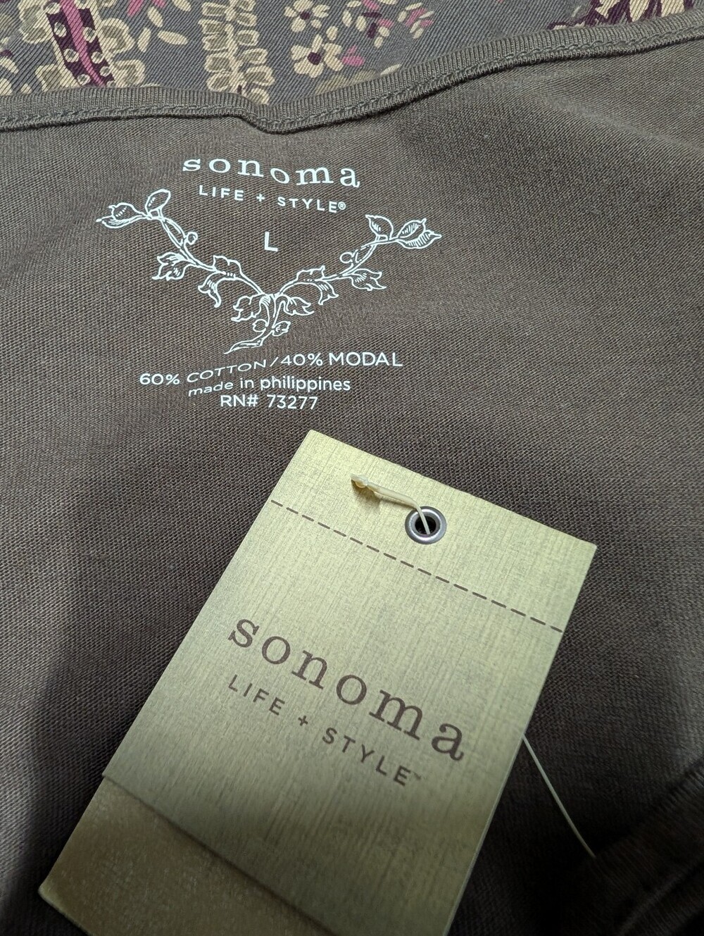 Sonoma Life + Style Brown Green Paisley Sleeveless Empire Waist Dress Sz L NWT - Picture 5 of 5